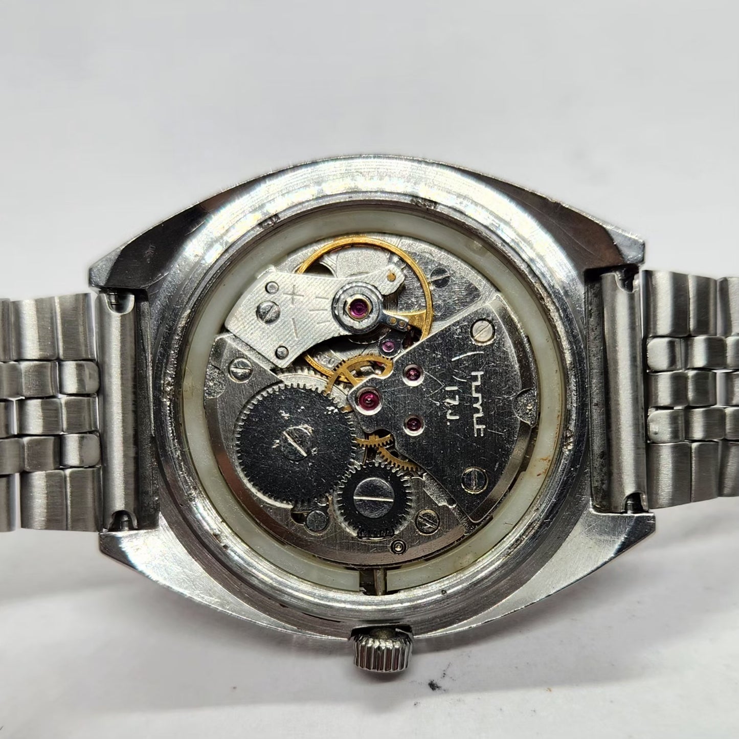 Vintage Original HMT Chirag Hand Winding 17 Jewels Brown Face Men's Wrist Watch HM38