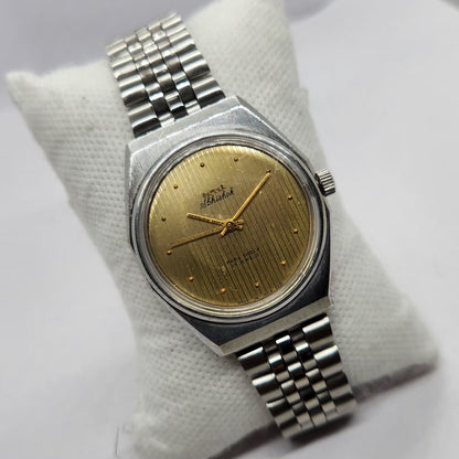 Vintage Original HMT Abhishek Hand Winding 17 Jewels Gold Face Men's Wrist Watch HM39
