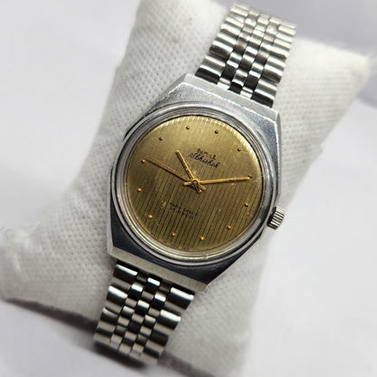 Vintage Original HMT Abhishek Hand Winding 17 Jewels Gold Face Men's Wrist Watch HM39