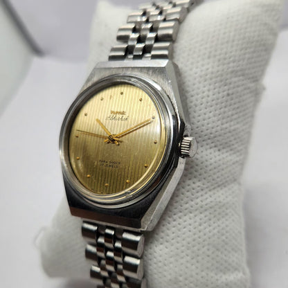 Vintage Original HMT Abhishek Hand Winding 17 Jewels Gold Face Men's Wrist Watch HM39