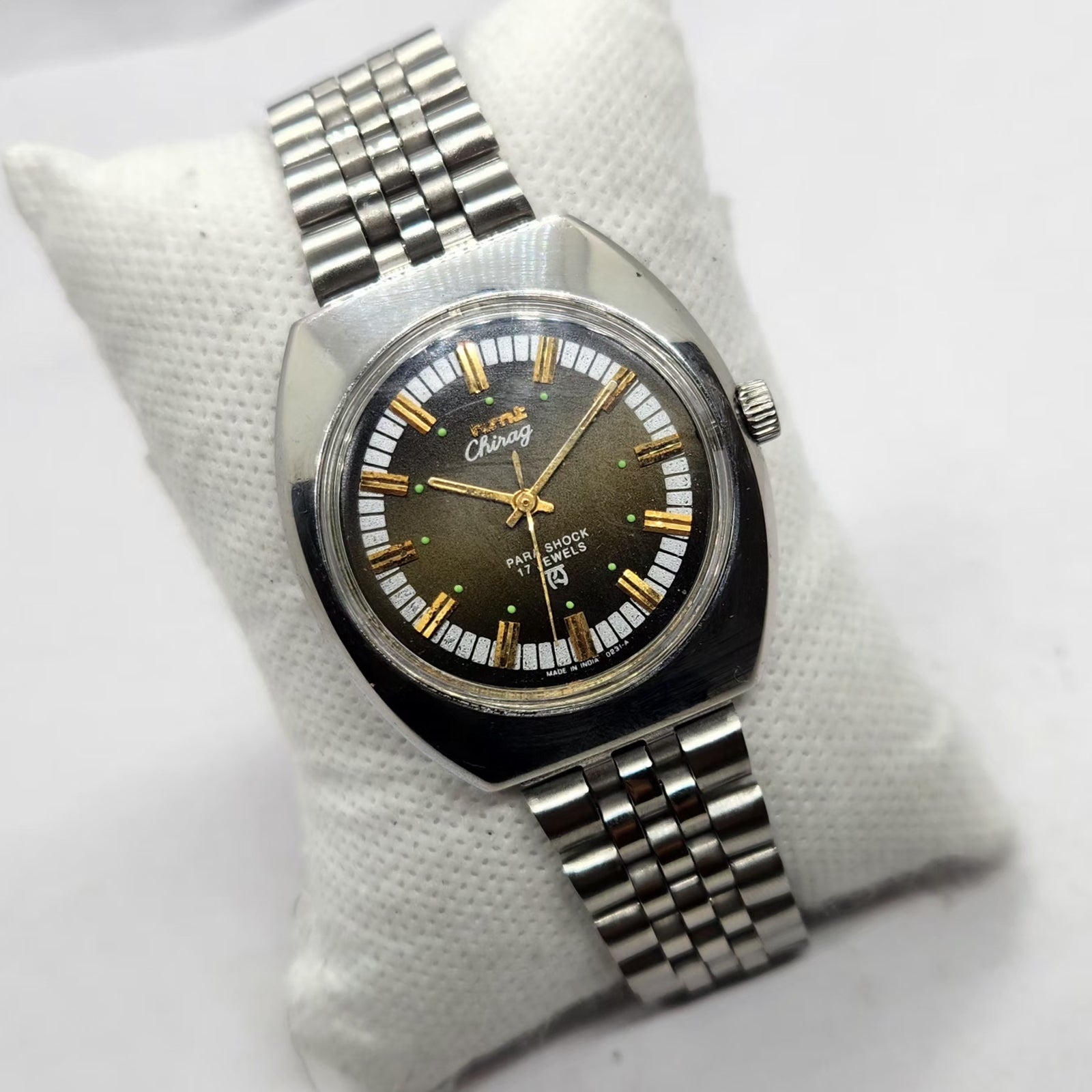 Vintage Original HMT Chirag Hand Winding 17 Jewels Brown Face Men's Wrist Watch HM41