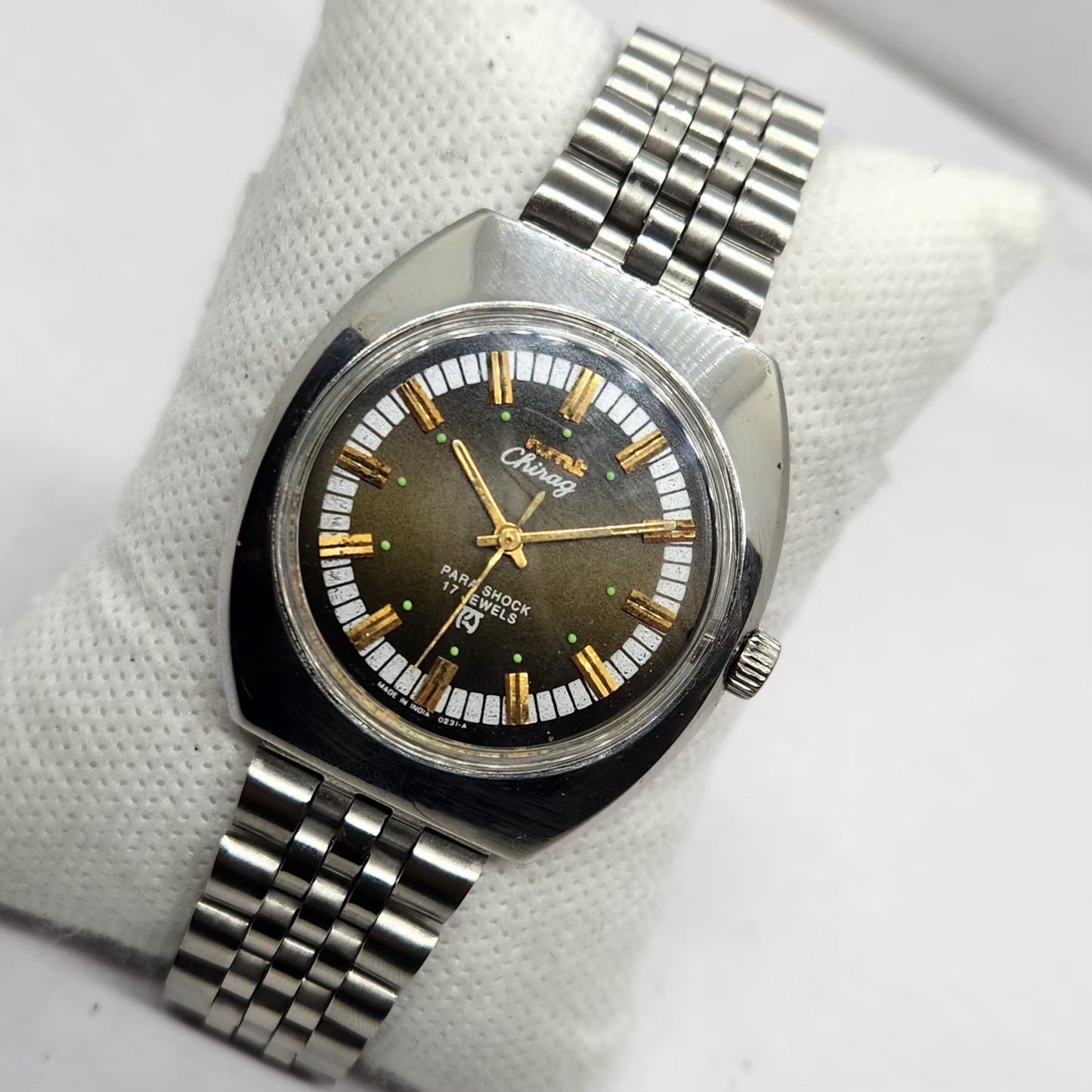 Vintage Original HMT Chirag Hand Winding 17 Jewels Brown Face Men's Wrist Watch HM41