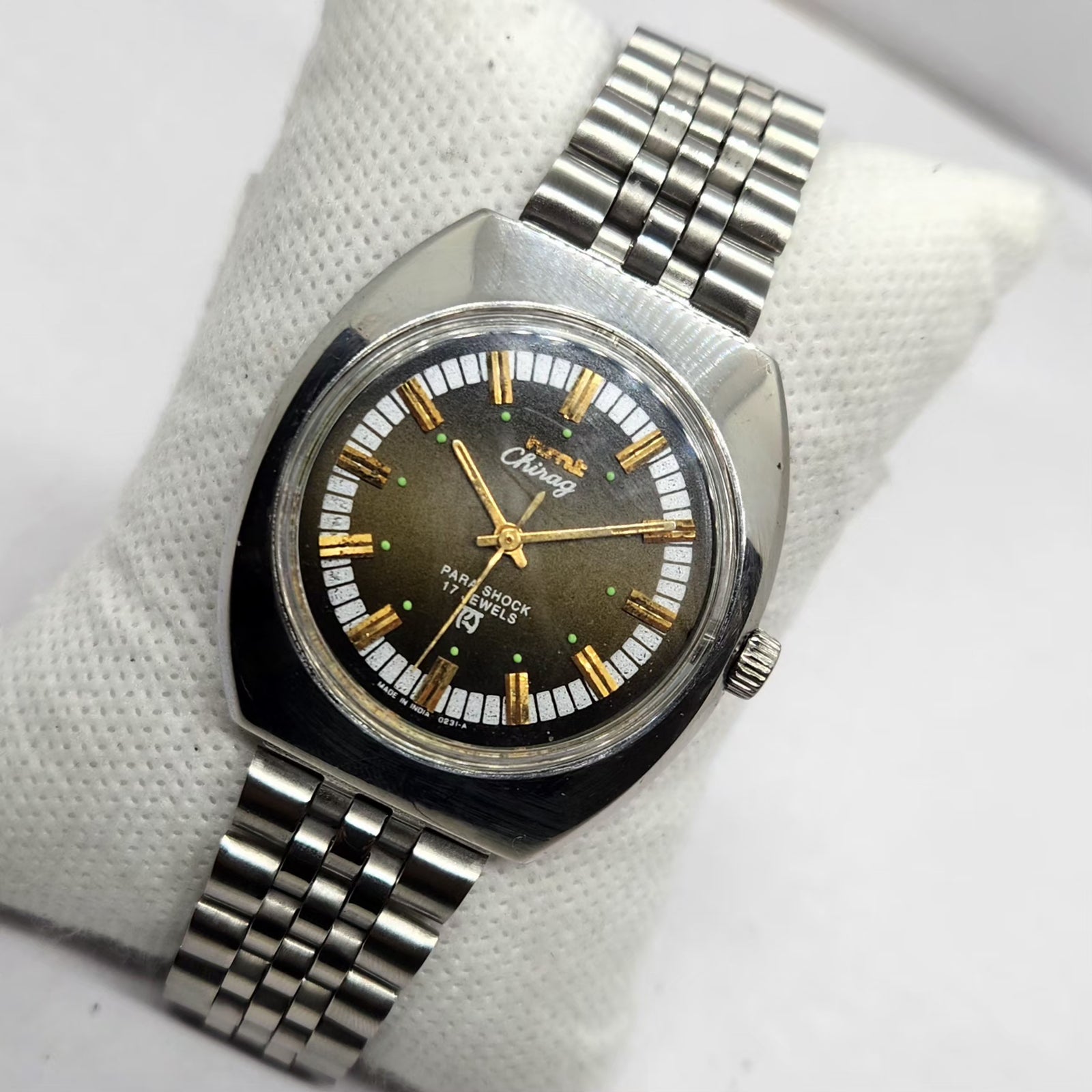 Vintage Original HMT Chirag Hand Winding 17 Jewels Brown Face Men's Wrist Watch HM41
