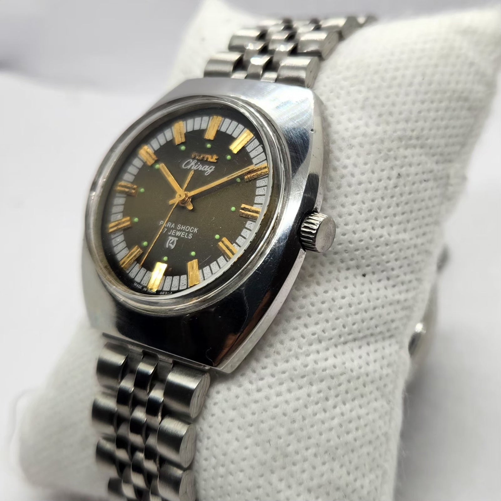 Vintage Original HMT Chirag Hand Winding 17 Jewels Brown Face Men's Wrist Watch HM41