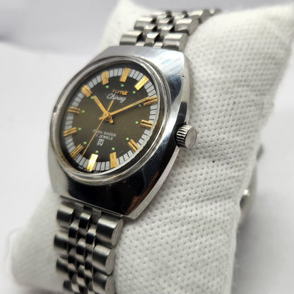 Vintage Original HMT Chirag Hand Winding 17 Jewels Brown Face Men's Wrist Watch HM41