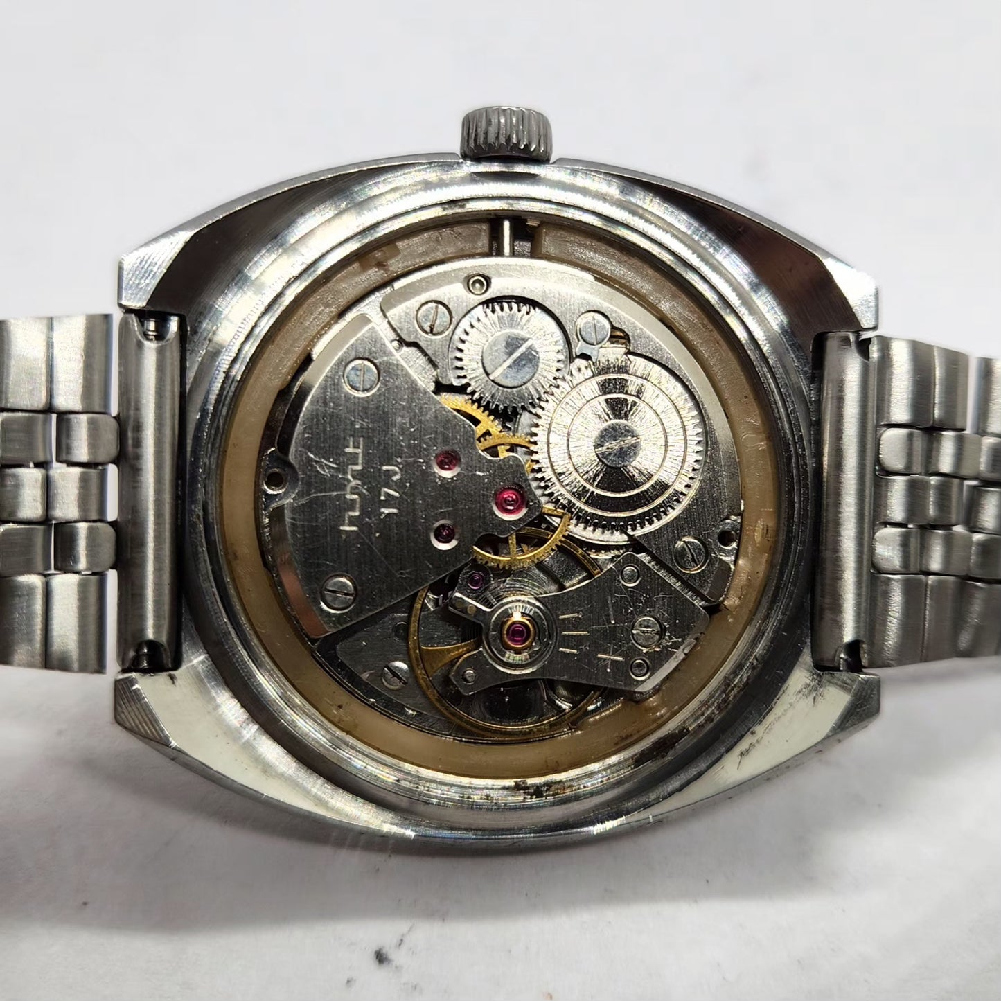 Vintage Original HMT Chirag Hand Winding 17 Jewels Brown Face Men's Wrist Watch HM41