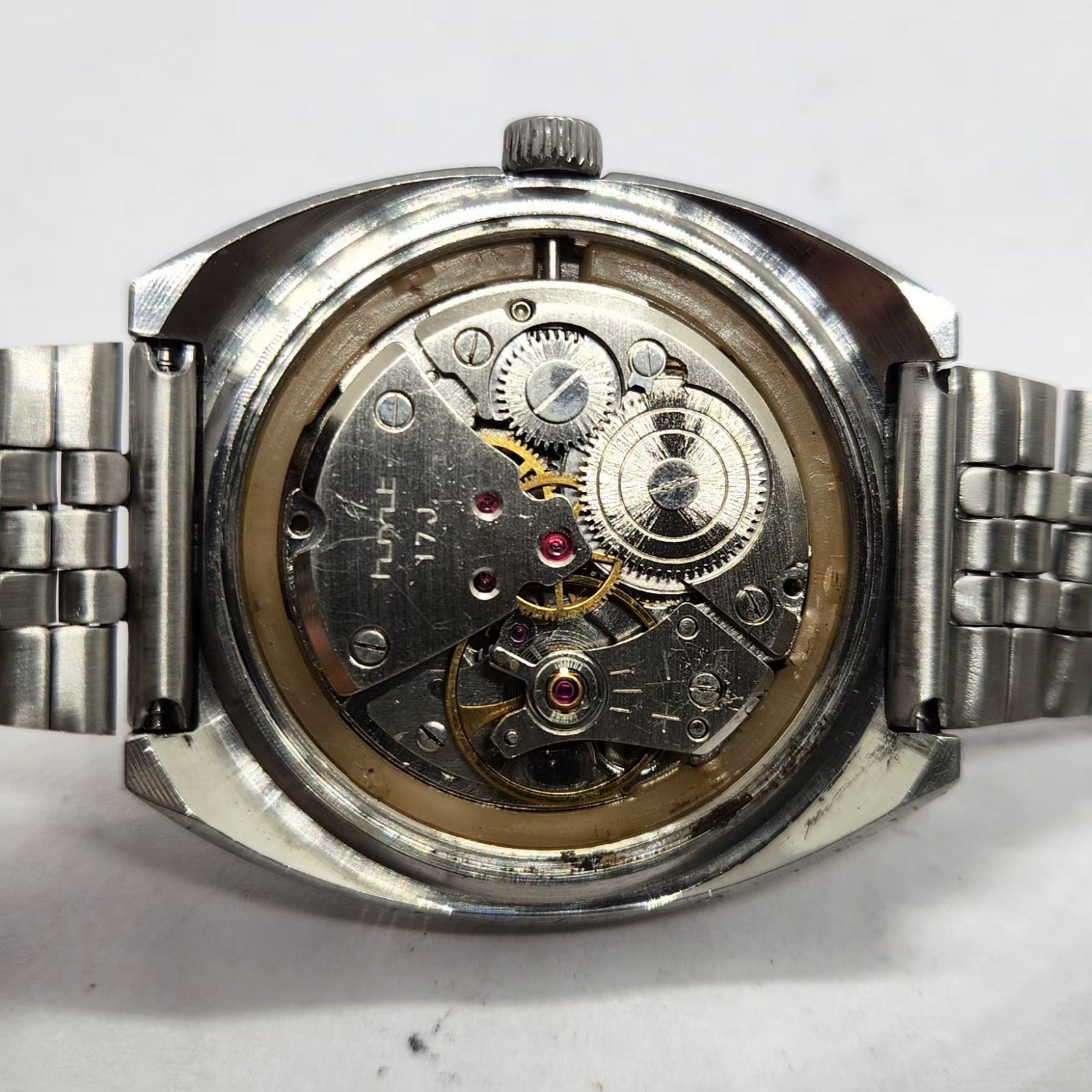 Vintage Original HMT Chirag Hand Winding 17 Jewels Brown Face Men's Wrist Watch HM41