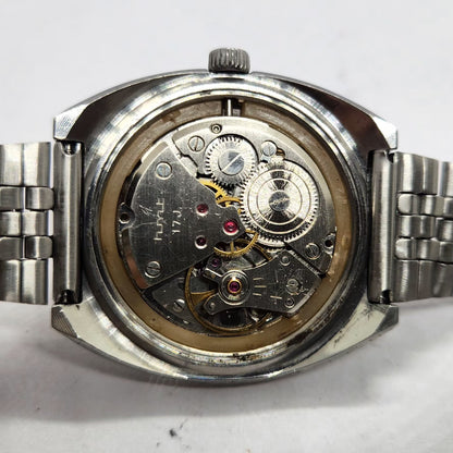 Vintage Original HMT Chirag Hand Winding 17 Jewels Brown Face Men's Wrist Watch HM41
