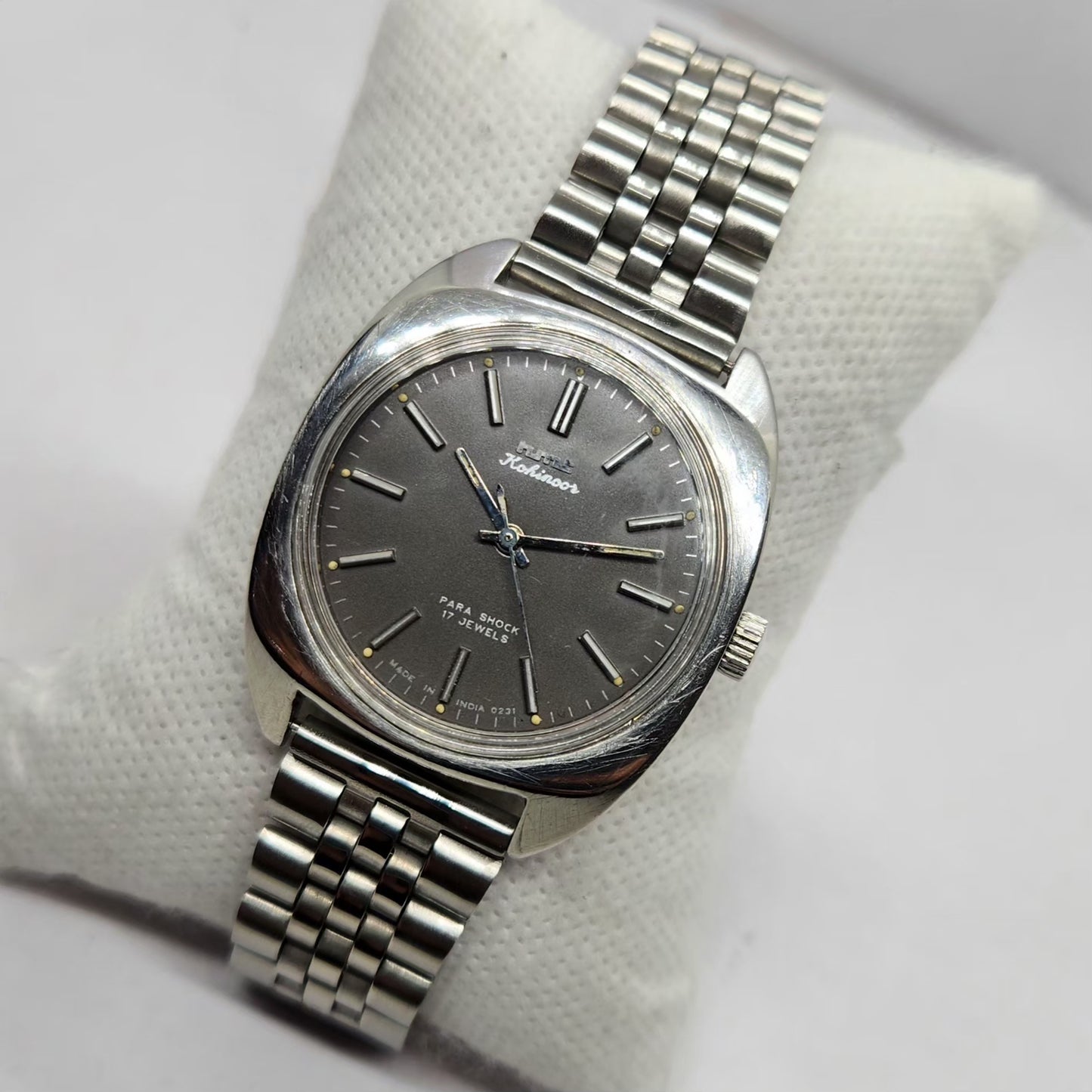 Vintage Original HMT Kohinoor Hand Winding 17 Jewels Grey Face Men's Wrist Watch HM42