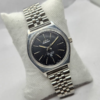 Vintage Original HMT Kohinoor Hand Winding 17 Jewels Black Face Men's Wrist Watch HM44
