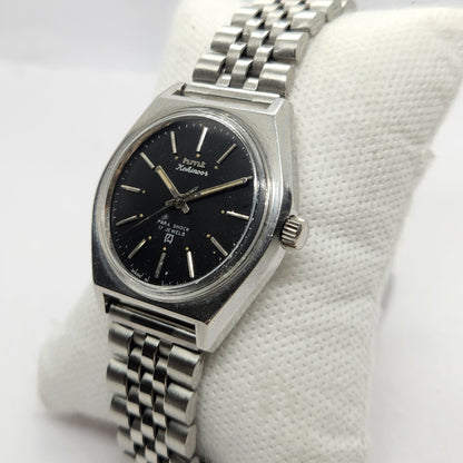 Vintage Original HMT Kohinoor Hand Winding 17 Jewels Black Face Men's Wrist Watch HM44