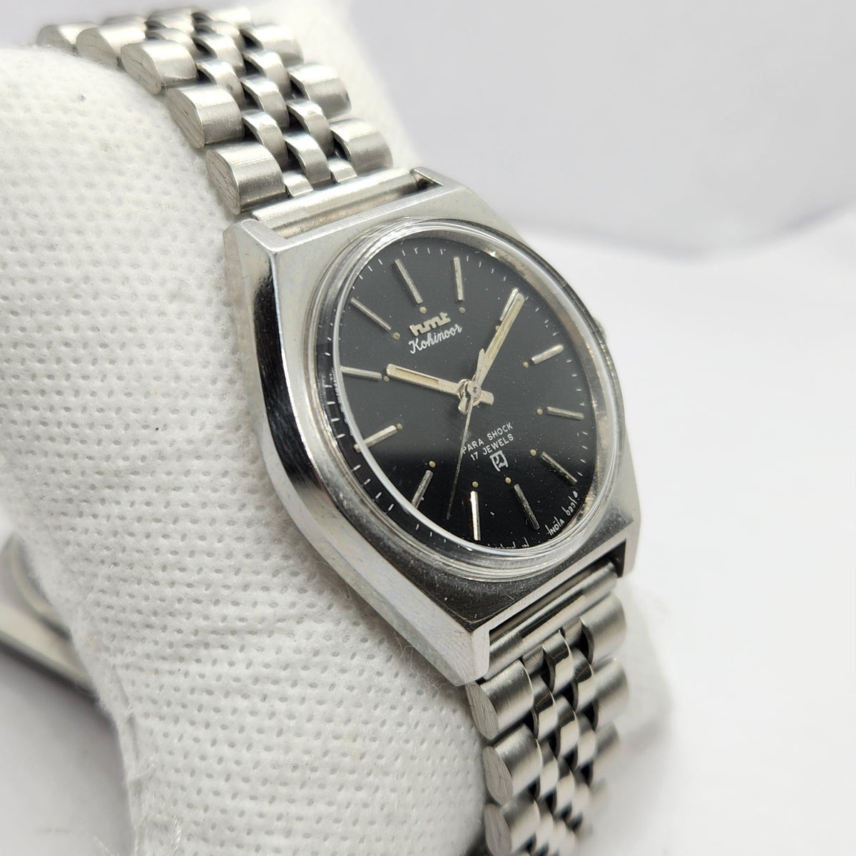 Vintage Original HMT Kohinoor Hand Winding 17 Jewels Black Face Men's Wrist Watch HM44