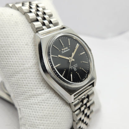 Vintage Original HMT Kohinoor Hand Winding 17 Jewels Black Face Men's Wrist Watch HM44