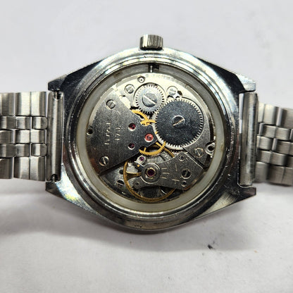 Vintage Original HMT Kohinoor Hand Winding 17 Jewels Black Face Men's Wrist Watch HM44