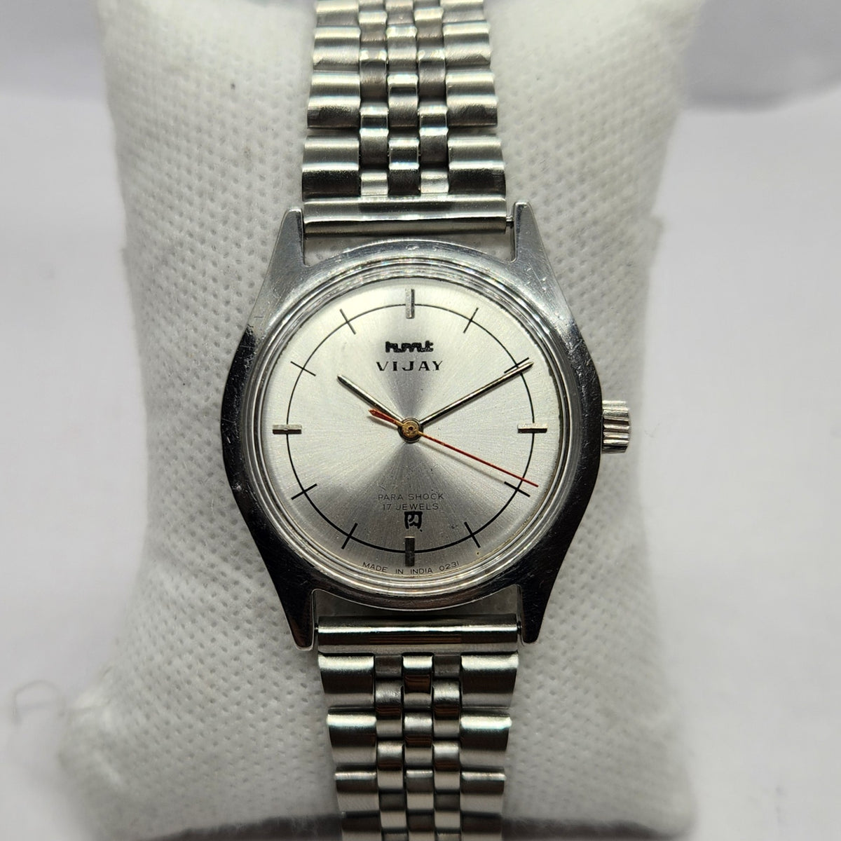 Vintage Original HMT Vijay Hand Winding 17 Jewels Silver Face Men's Wrist Watch HM45