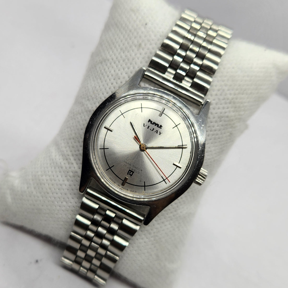 Vintage Original HMT Vijay Hand Winding 17 Jewels Silver Face Men's Wrist Watch HM45