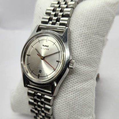 Vintage Original HMT Vijay Hand Winding 17 Jewels Silver Face Men's Wrist Watch HM45