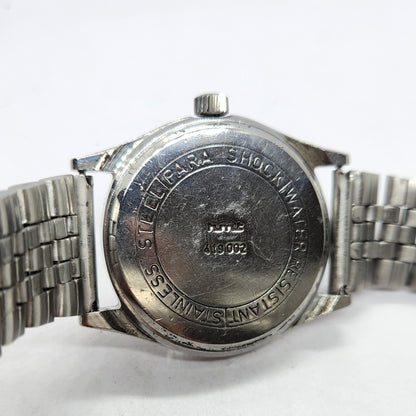 Vintage Original HMT Vijay Hand Winding 17 Jewels Silver Face Men's Wrist Watch HM45