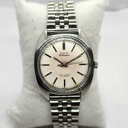 Vintage Original HMT Kohinoor Hand Winding 17 Jewels Off White Face Men's Wrist Watch HM46