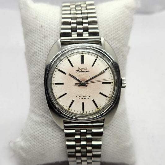 Vintage Original HMT Kohinoor Hand Winding 17 Jewels Off White Face Men's Wrist Watch HM46