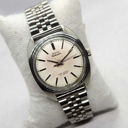Vintage Original HMT Kohinoor Hand Winding 17 Jewels Off White Face Men's Wrist Watch HM46