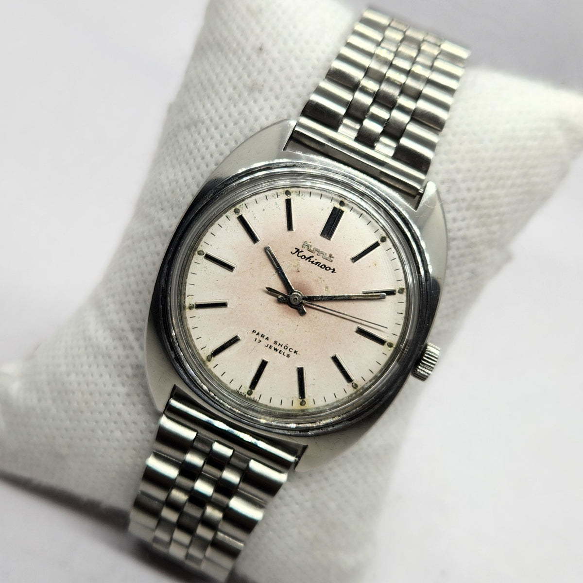 Vintage Original HMT Kohinoor Hand Winding 17 Jewels Off White Face Men's Wrist Watch HM46