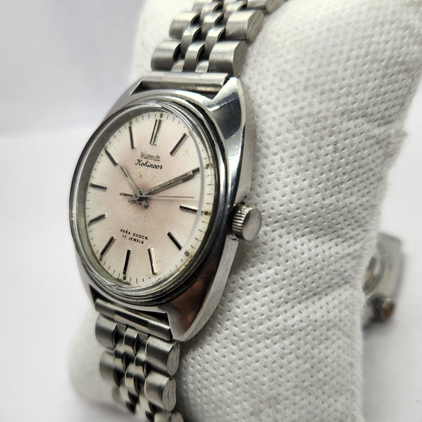Vintage Original HMT Kohinoor Hand Winding 17 Jewels Off White Face Men's Wrist Watch HM46