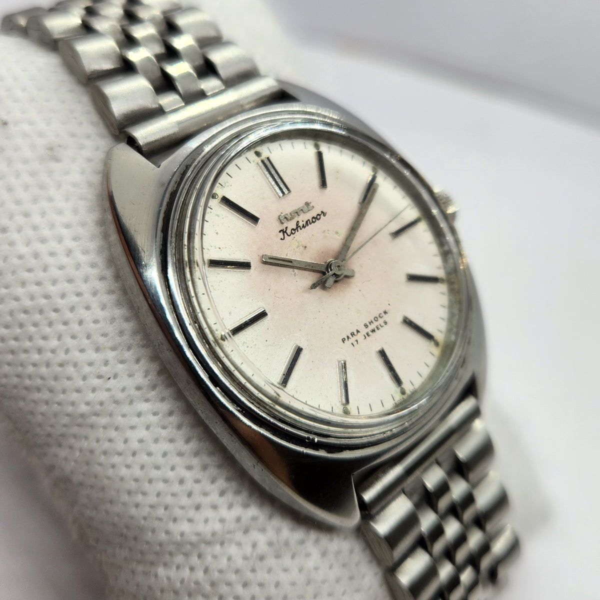 Vintage Original HMT Kohinoor Hand Winding 17 Jewels Off White Face Men's Wrist Watch HM46