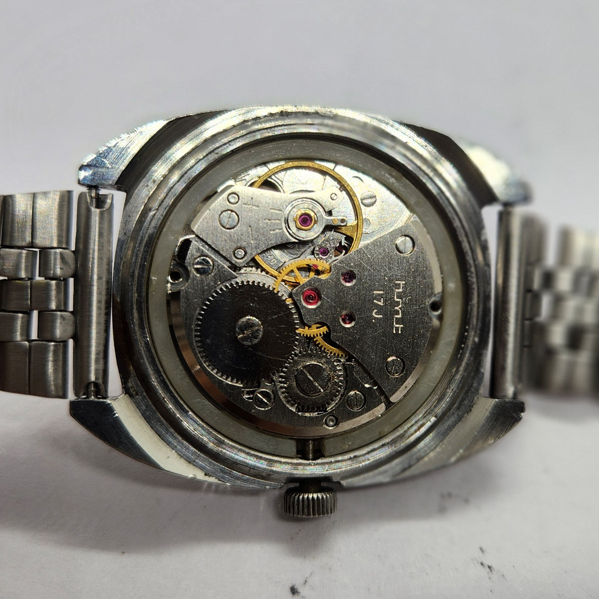 Vintage Original HMT Kohinoor Hand Winding 17 Jewels Off White Face Men's Wrist Watch HM46