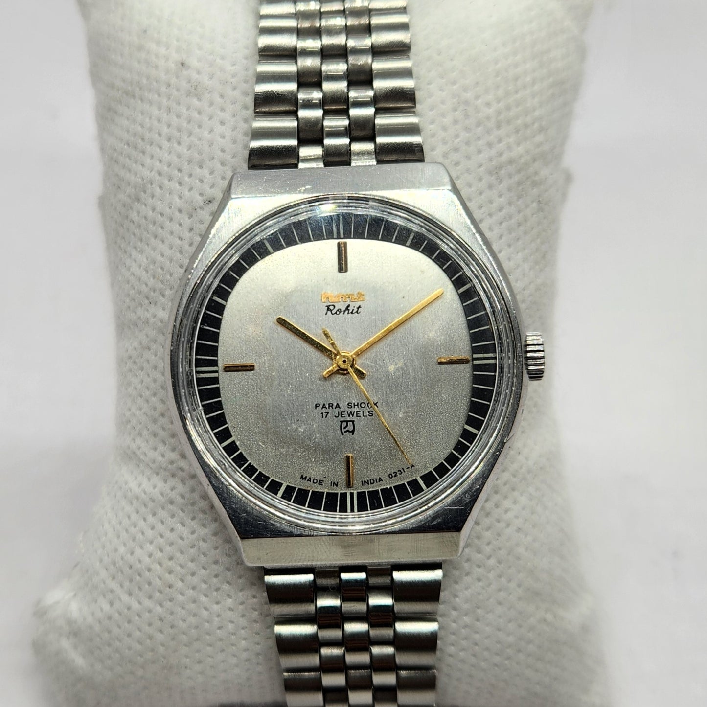 Vintage Original HMT Rohit Hand Winding 17 Jewels Silver Face Men's Wrist Watch HM47