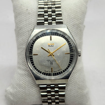 Vintage Original HMT Rohit Hand Winding 17 Jewels Silver Face Men's Wrist Watch HM47