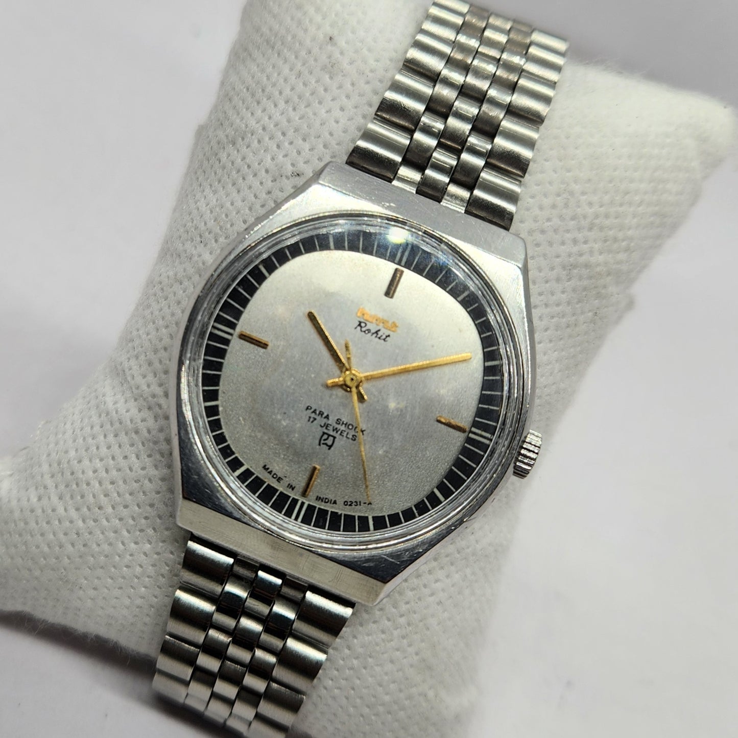 Vintage Original HMT Rohit Hand Winding 17 Jewels Silver Face Men's Wrist Watch HM47