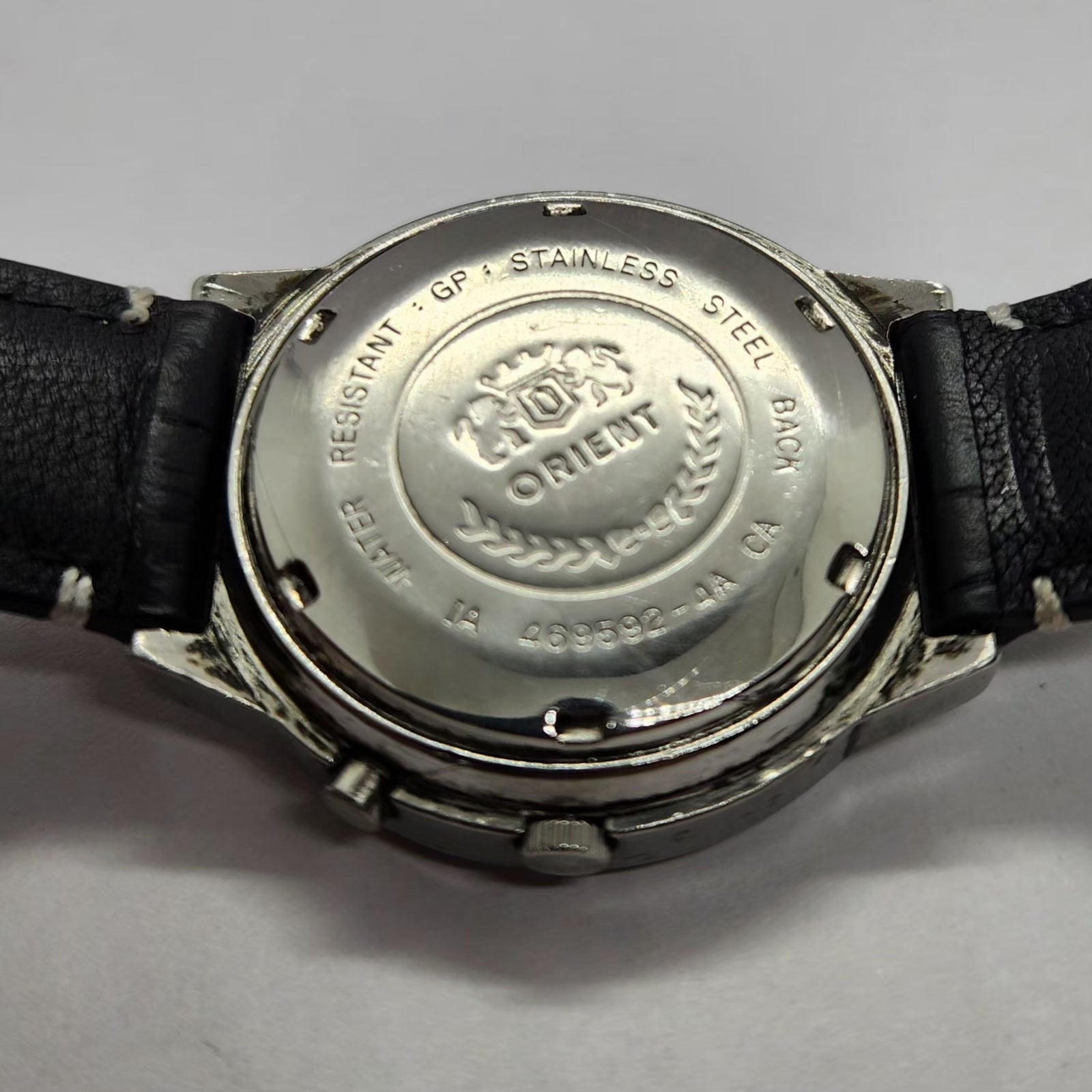 Vintage Mod Orient Arabic Automatic 46941 21 Jewels White Face Day-Date Men's Wrist Watch OR05