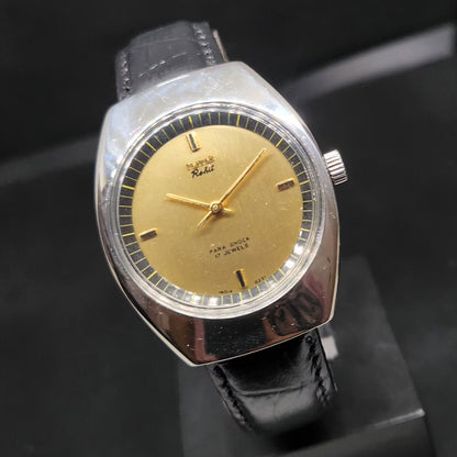 Vintage Original HMT Rohit Hand Winding 17 Jewels Gold Face Men's Wrist Watch HM50
