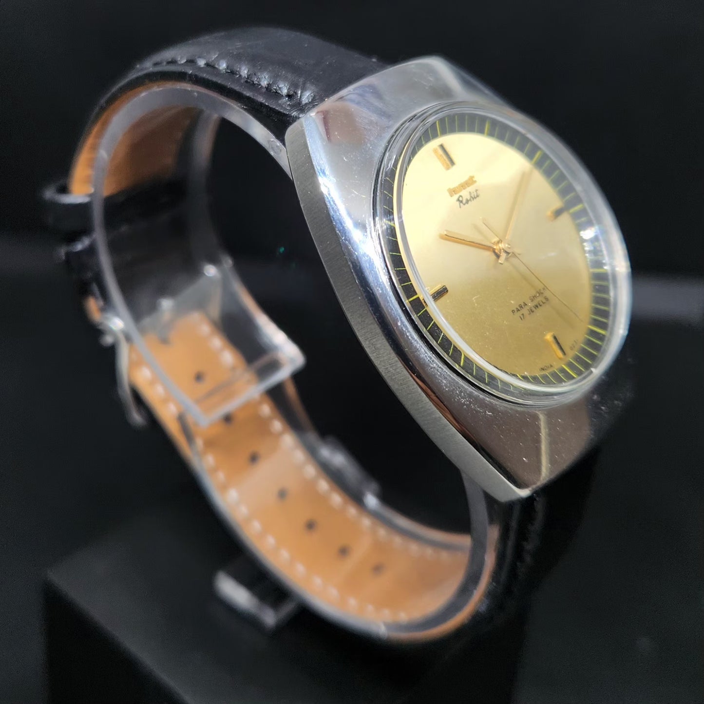 Vintage Original HMT Rohit Hand Winding 17 Jewels Gold Face Men's Wrist Watch HM50