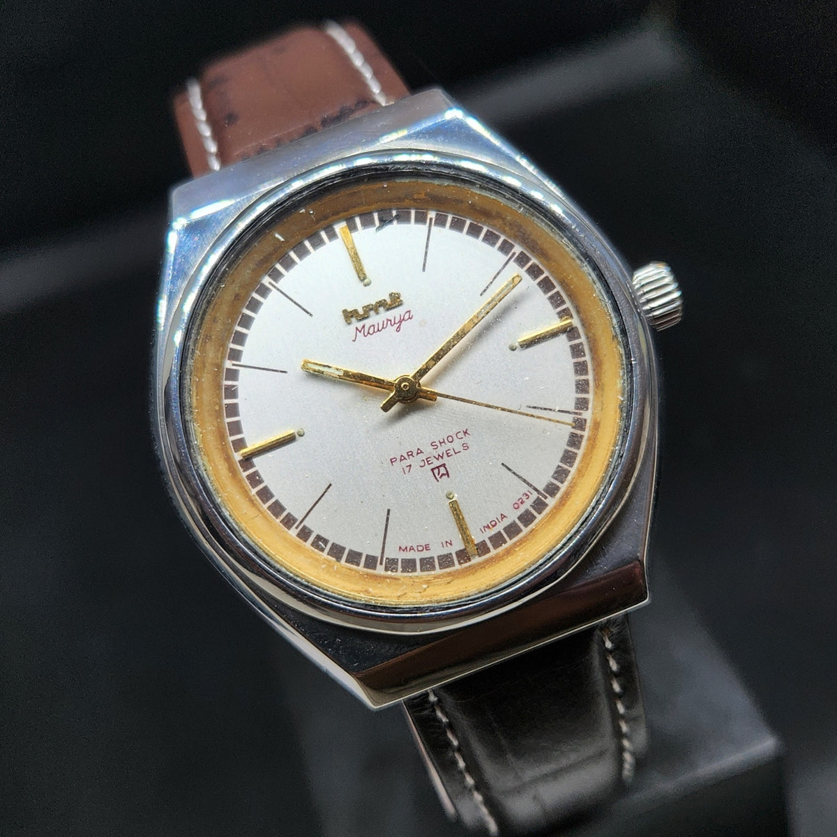 Vintage Original HMT Maurya Hand Winding 17 Jewels Silver Face Men's Wrist Watch HM58