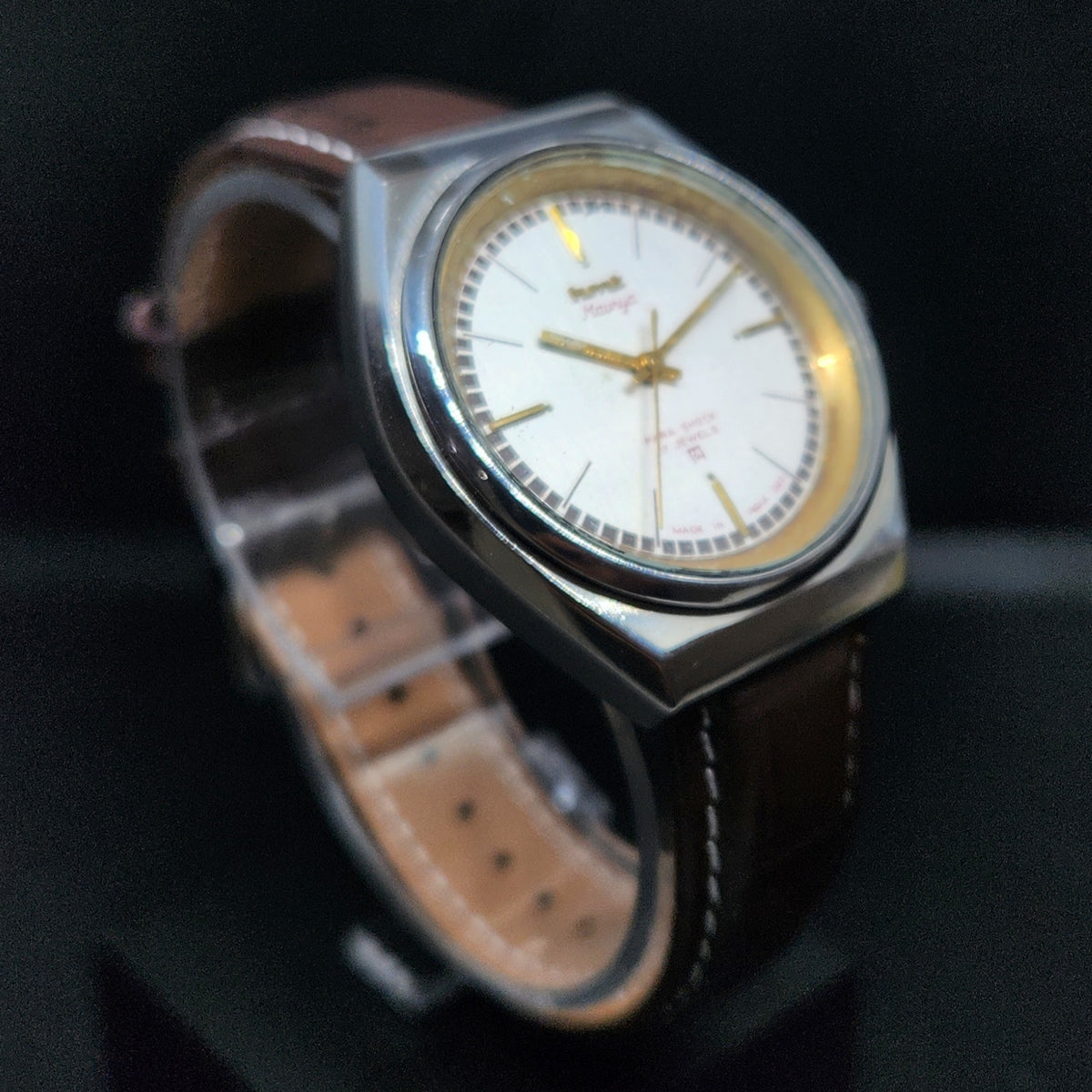 Vintage Original HMT Maurya Hand Winding 17 Jewels Silver Face Men's Wrist Watch HM58