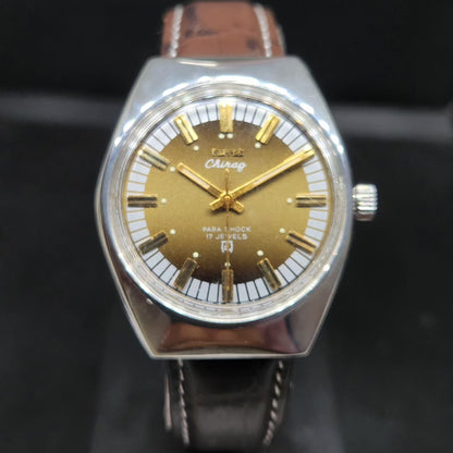 Vintage Original HMT Chirag Hand Winding 17 Jewels Brown Face Men's Wrist Watch HM59