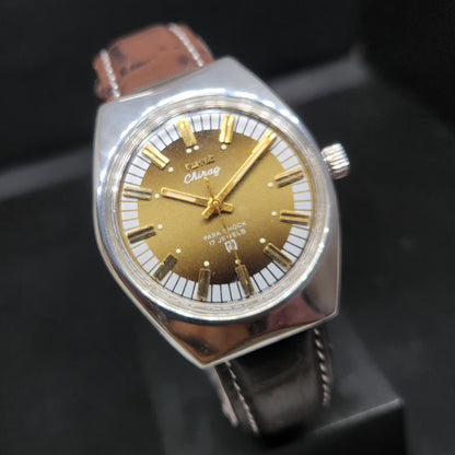 Vintage Original HMT Chirag Hand Winding 17 Jewels Brown Face Men's Wrist Watch HM59
