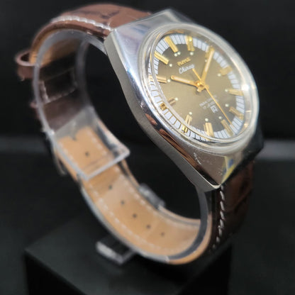 Vintage Original HMT Chirag Hand Winding 17 Jewels Brown Face Men's Wrist Watch HM59