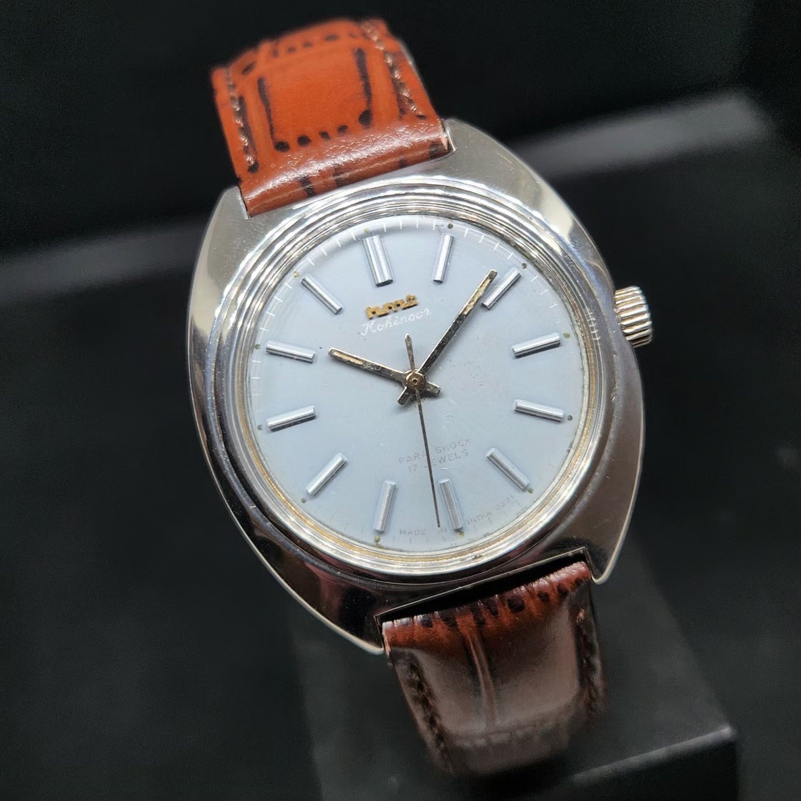 Vintage Original HMT Kohinoor Hand Winding 17 Jewels Grey Face Men's Wrist Watch HM63