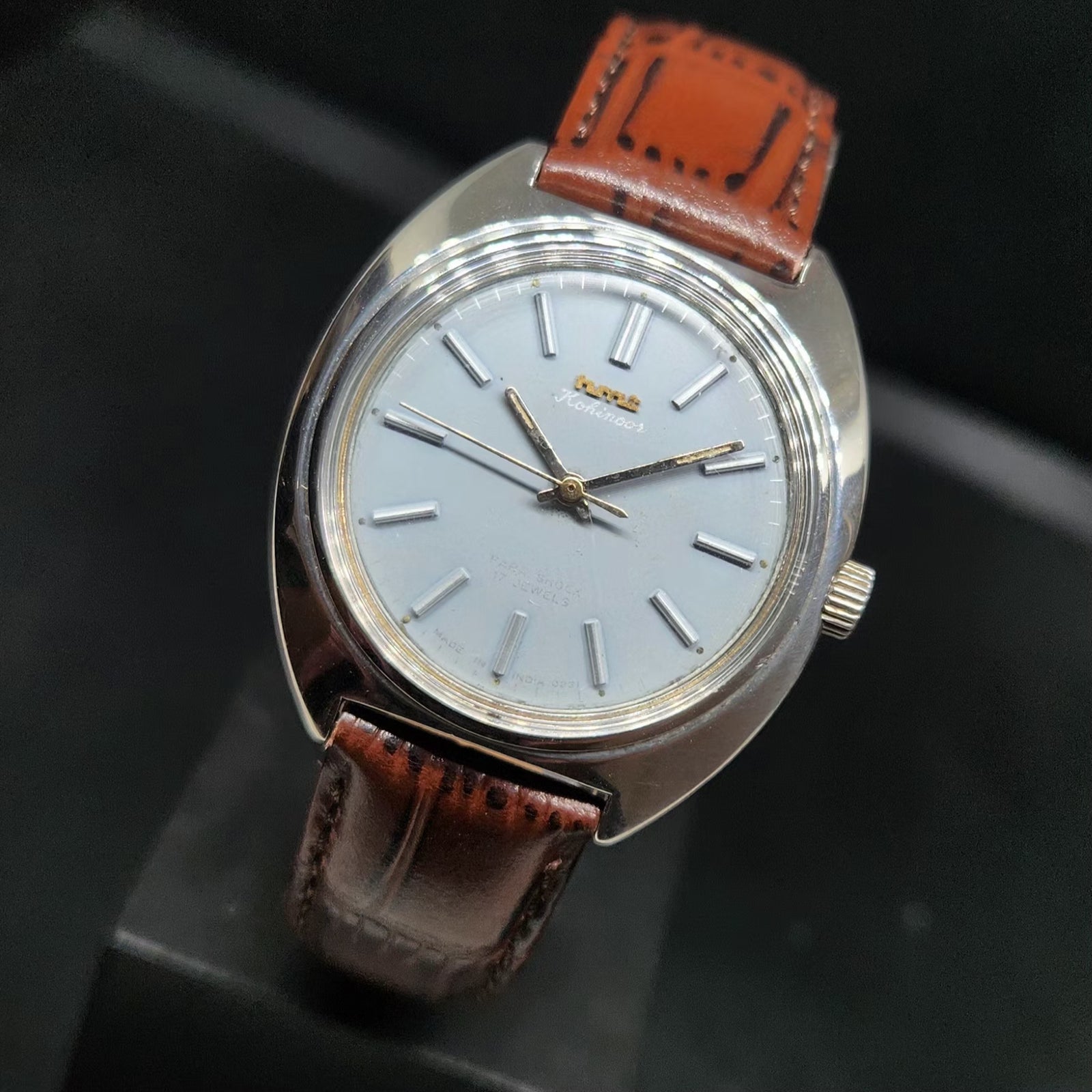 Vintage Original HMT Kohinoor Hand Winding 17 Jewels Grey Face Men's Wrist Watch HM63