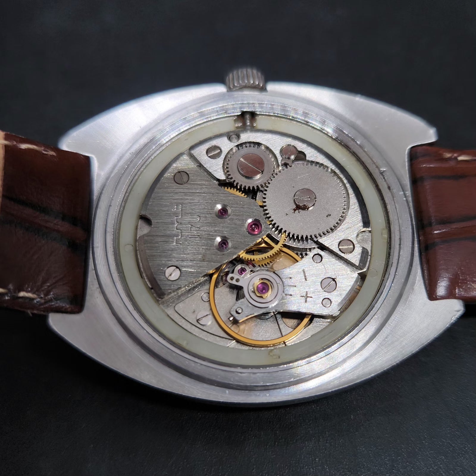 Vintage Original HMT Kohinoor Hand Winding 17 Jewels Grey Face Men's Wrist Watch HM63