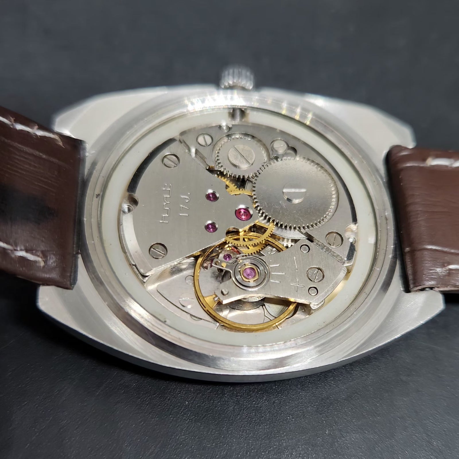 Vintage Original HMT Chethan Hand Winding 17 Jewels Gold Face Men's Wrist Watch HM65