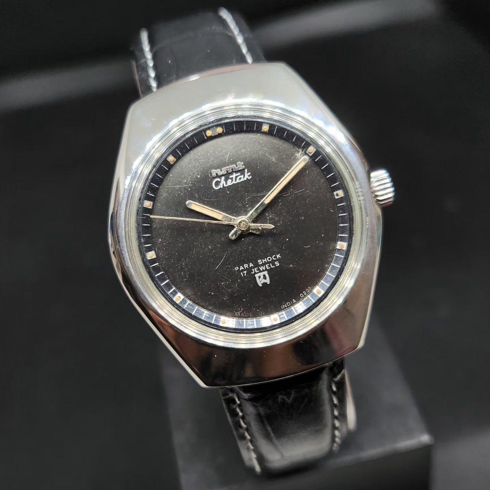Vintage Original HMT Chetak Hand Winding 17 Jewels Black Face Men's Wrist Watch HM66