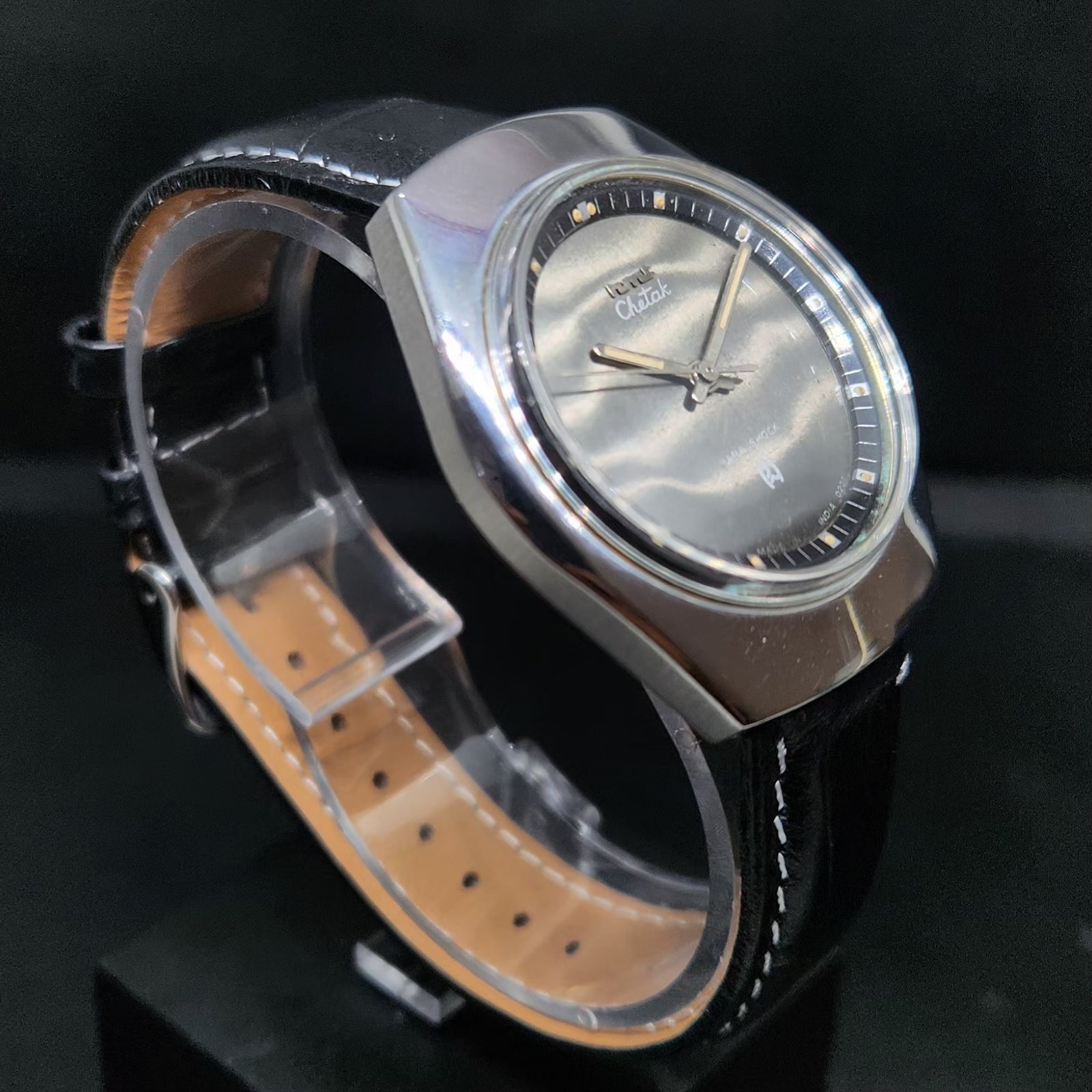 Vintage Original HMT Chetak Hand Winding 17 Jewels Black Face Men's Wrist Watch HM66