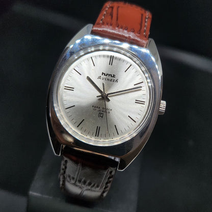 Vintage Original HMT Avinash Hand Winding 17 Jewels Silver Face Men's Wrist Watch HM69