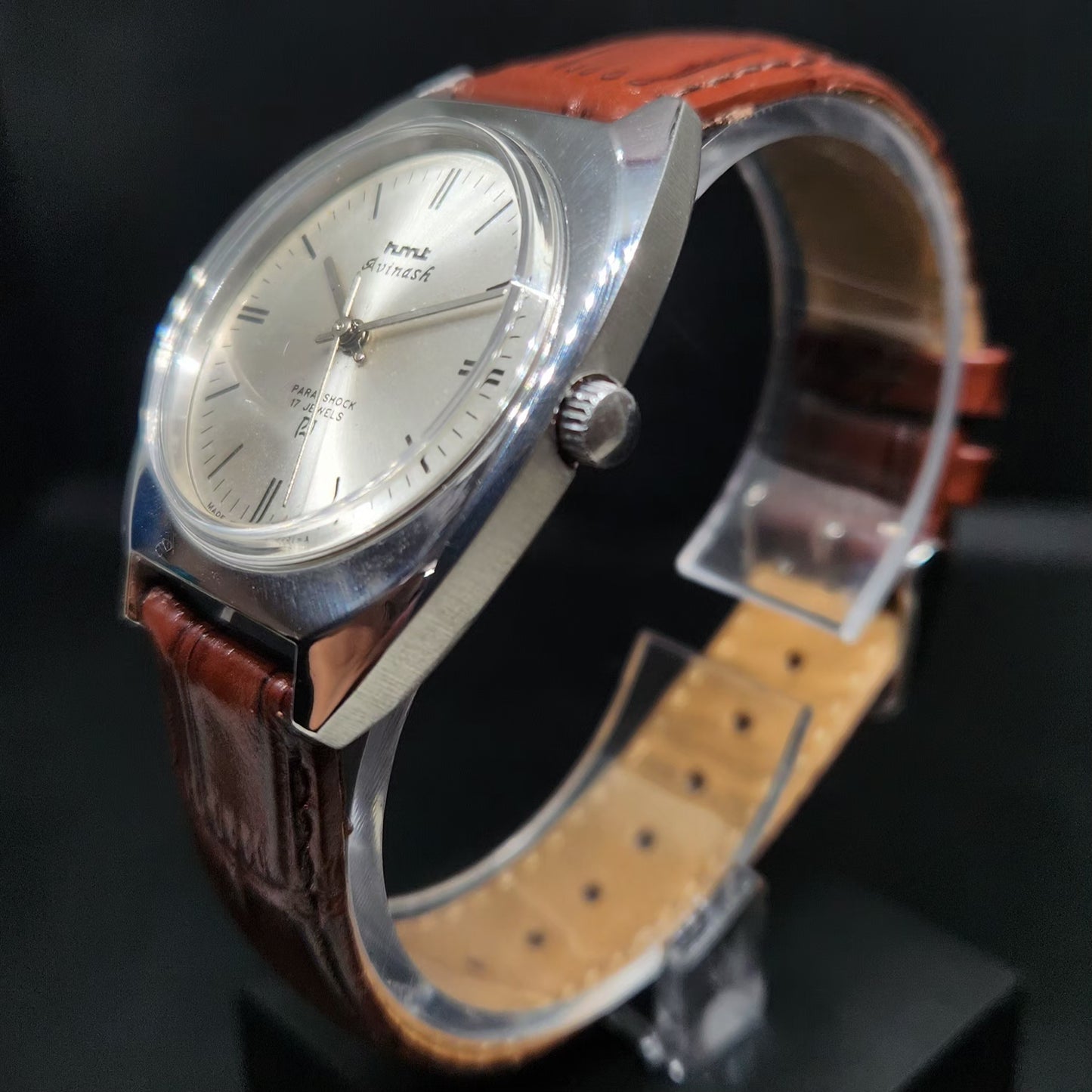 Vintage Original HMT Avinash Hand Winding 17 Jewels Silver Face Men's Wrist Watch HM69