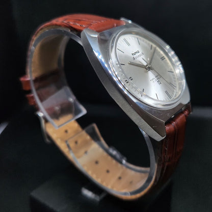 Vintage Original HMT Avinash Hand Winding 17 Jewels Silver Face Men's Wrist Watch HM69