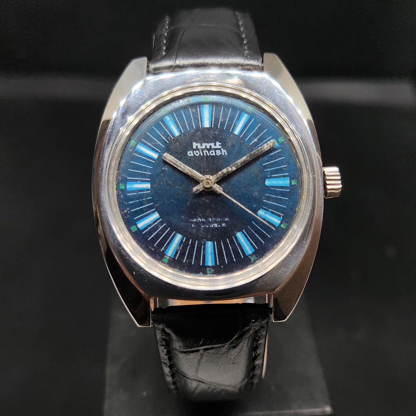 Vintage Original HMT Avinash Hand Winding 17 Jewels Blue Face Men's Wrist Watch HM70